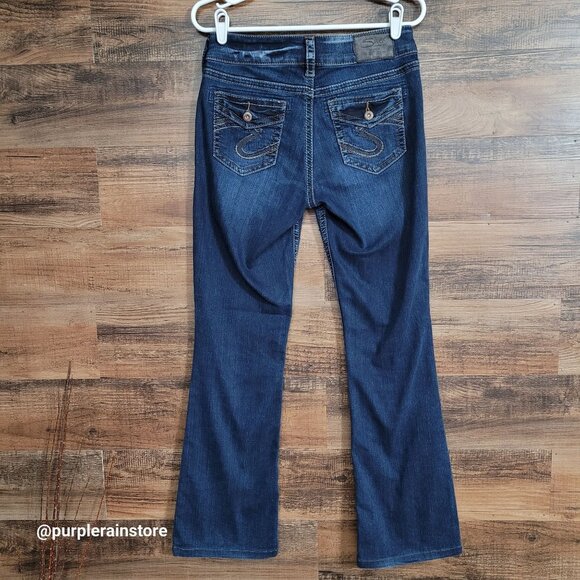 Silver Jeans 29 Suki Bootcut Mid Rise Tummy Control Open Button Flap Western - Picture 2 of 14